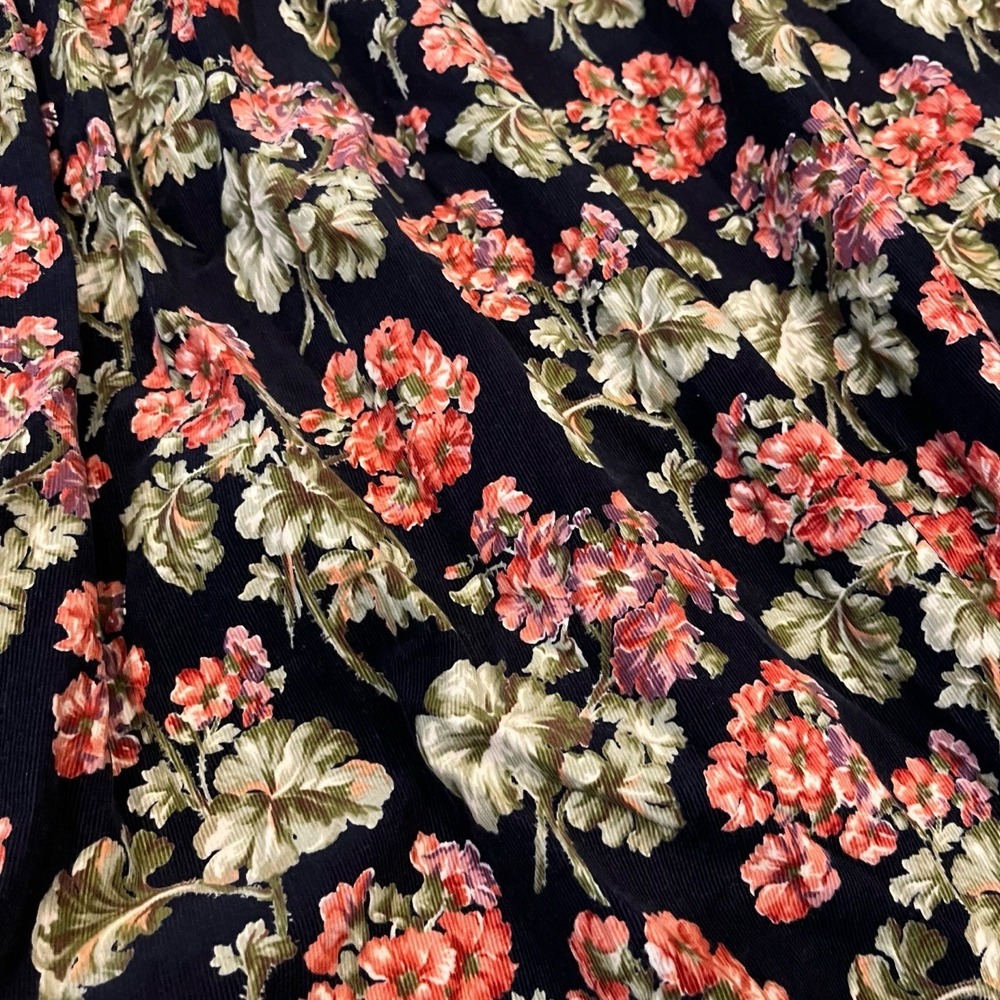 Vintage Herman Geist Floral Print Corduroy Skirt A-line Long Midi Size 12 - Picture 8 of 8